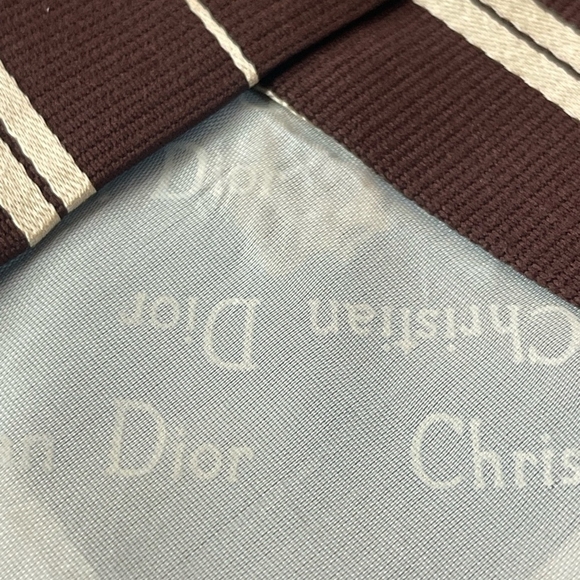 Vintage Tie Christian Dior Signature Silk Necktie Brown Gold Stripe Dress Tie - Picture 5 of 5